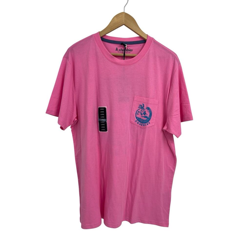 Chubbies Pink Surfer Graphic Pocket T Shirt MenS Large NWT Crew Neck Casual